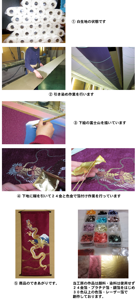黄金の龍タペストリーの製造工程